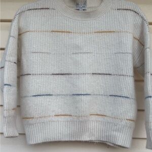 Petite Studio New York Cream Striped Mohair/Wool Blend Sweater, Size XS
